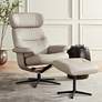 1_Bruce Mushroom Faux Leather Swivel Recliner and Slanted Ottoman