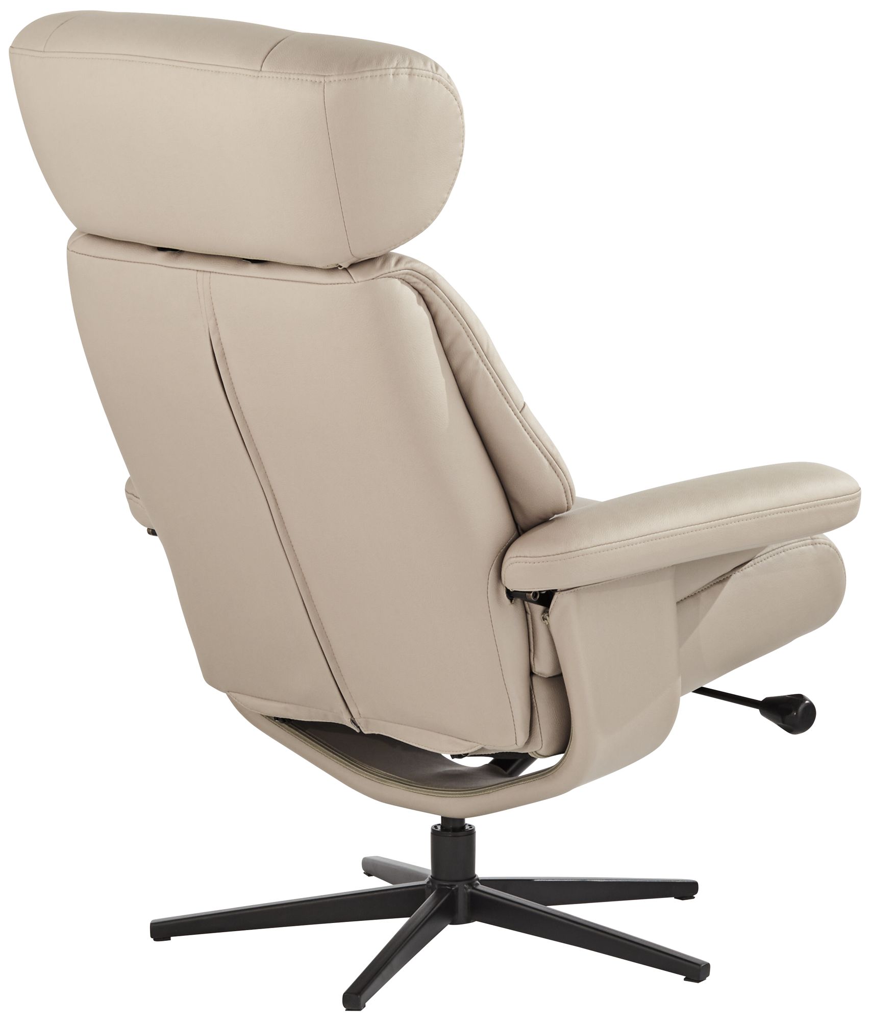 Bruce Mushroom Faux Leather Swivel Recliner and Slanted Ottoman