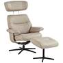 7_Bruce Mushroom Faux Leather Swivel Recliner and Slanted Ottoman more views