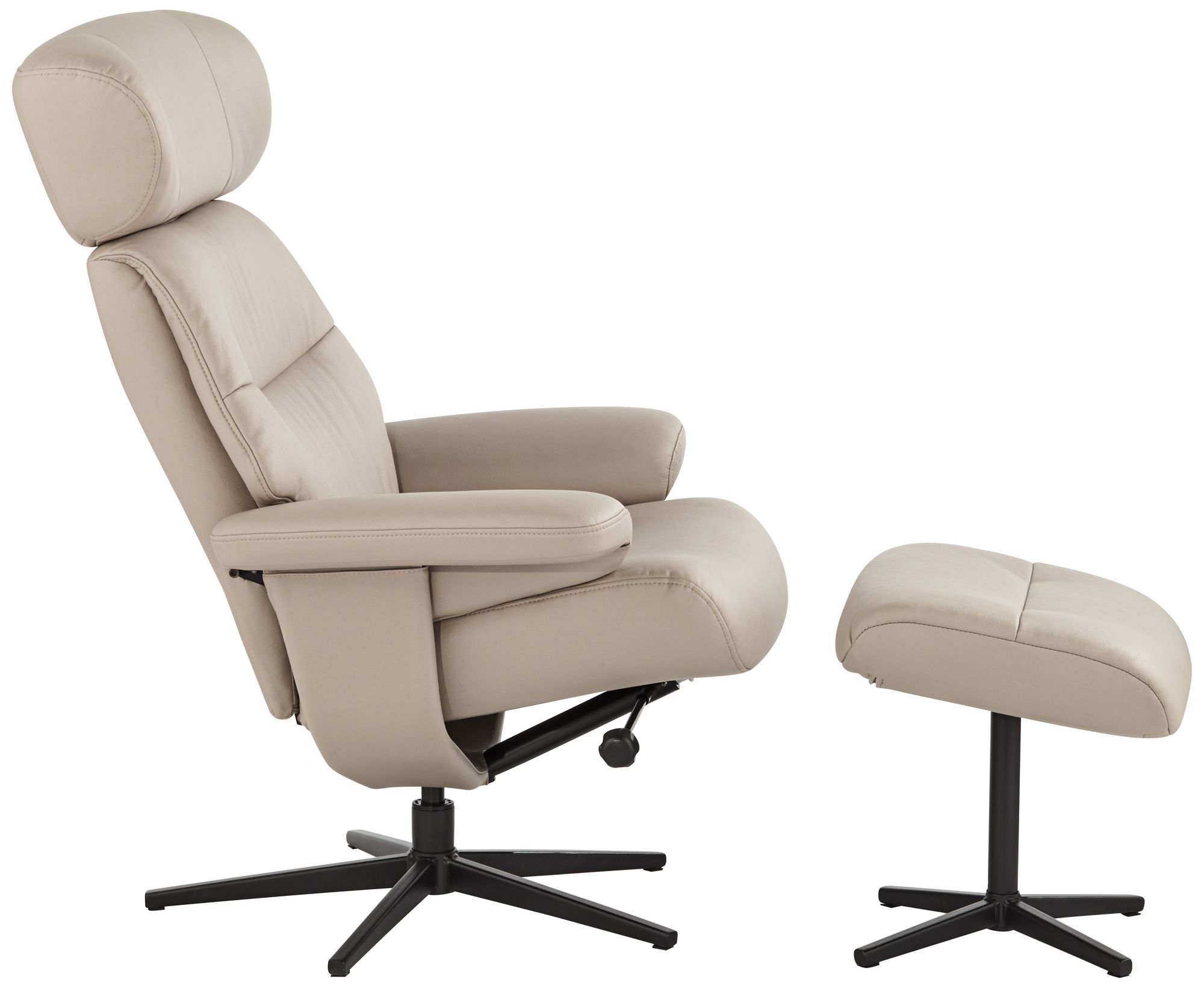 Bruce Mushroom Faux Leather Swivel Recliner and Slanted Ottoman