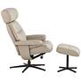 Bruce Mushroom Faux Leather Swivel Recliner and Slanted Ottoman