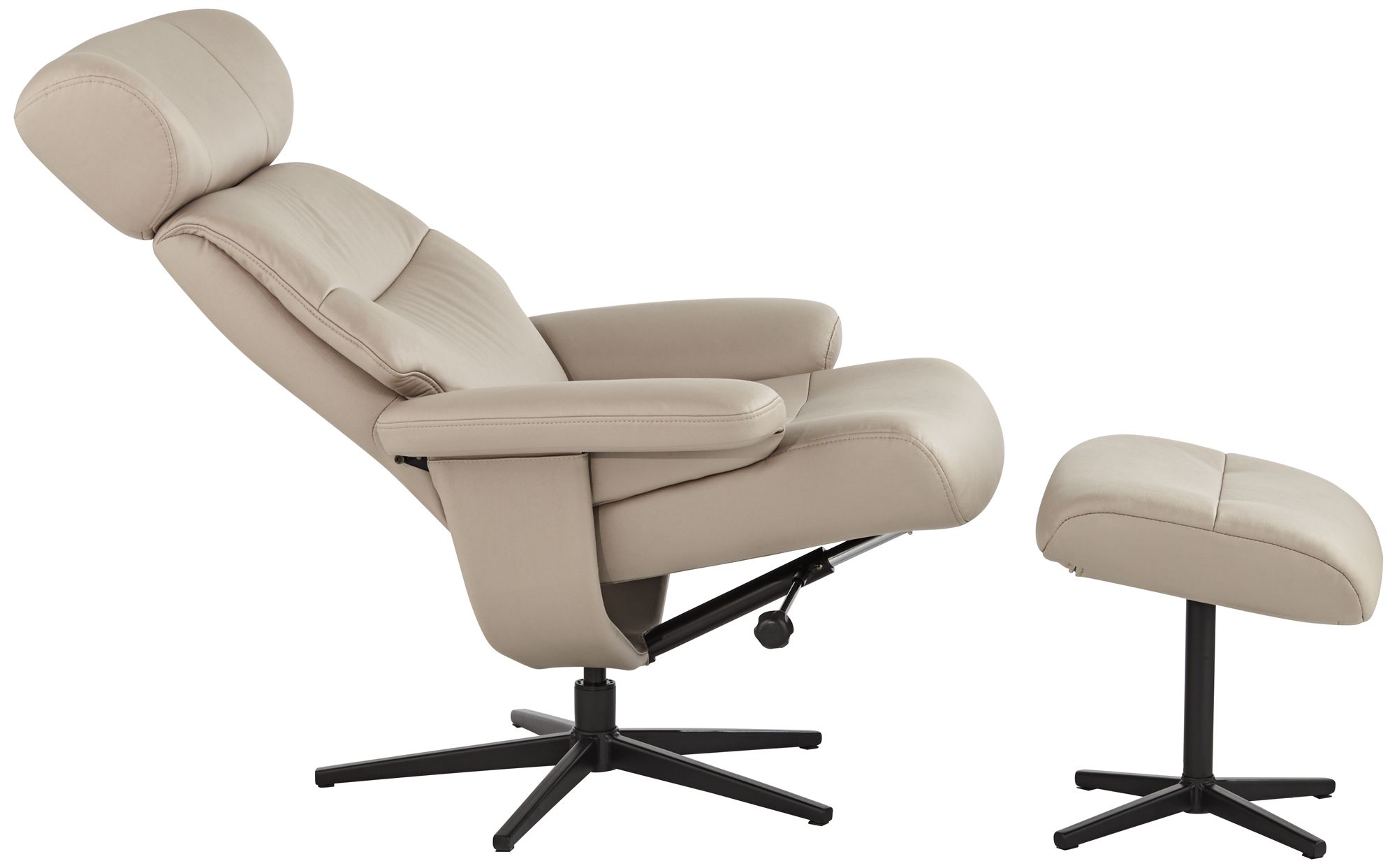 Bruce Mushroom Faux Leather Swivel Recliner and Slanted Ottoman