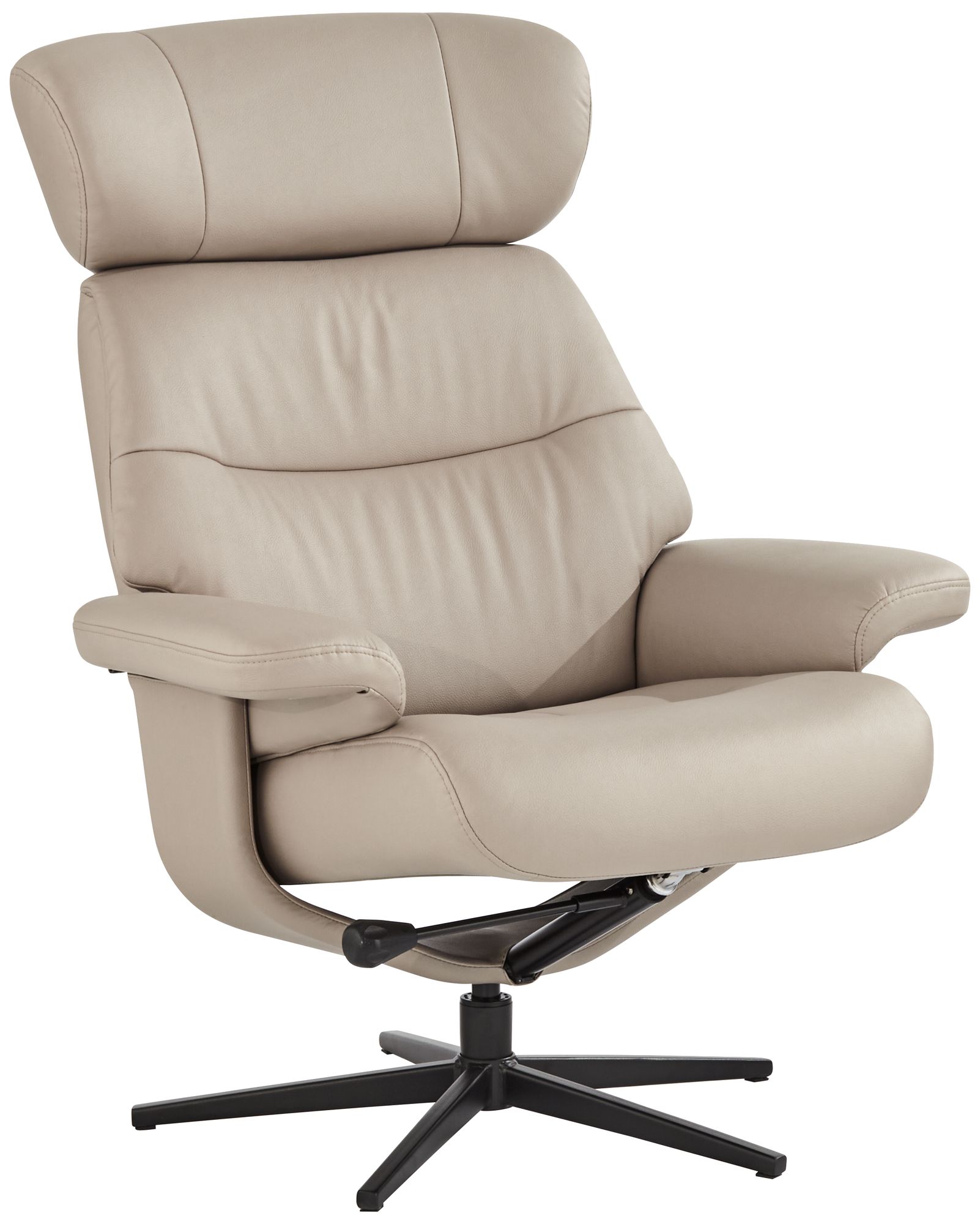 Bruce Mushroom Faux Leather Swivel Recliner and Slanted Ottoman