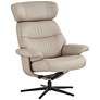 Bruce Mushroom Faux Leather Swivel Recliner and Slanted Ottoman