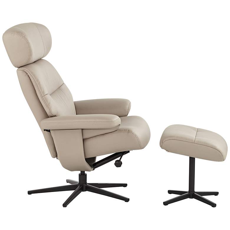 Image 7 Bruce Mushroom Faux Leather Swivel Recliners and Ottomans Set of 2 more views
