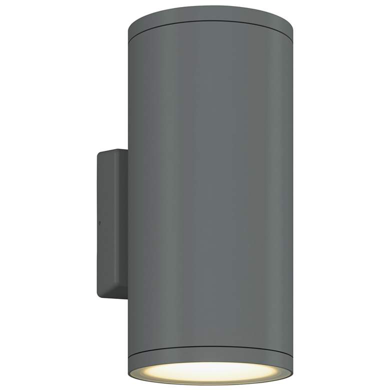 Image 1 Bruck 13" High Silver Up and Down Cylinder Outdoor Wall Sconce