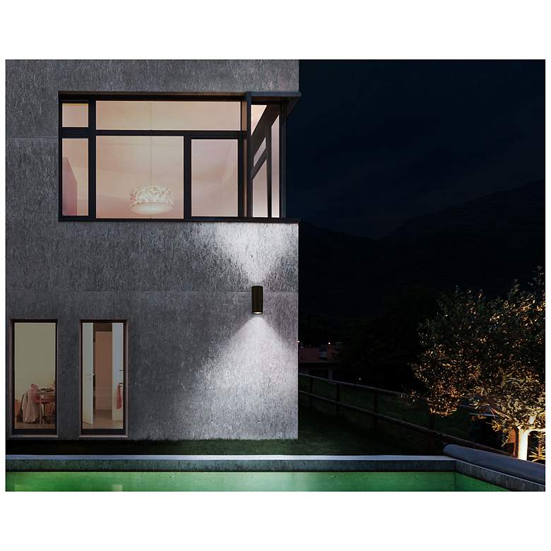 Image 2 Bruck 13" High Silver Up and Down Cylinder Outdoor Wall Sconce more views