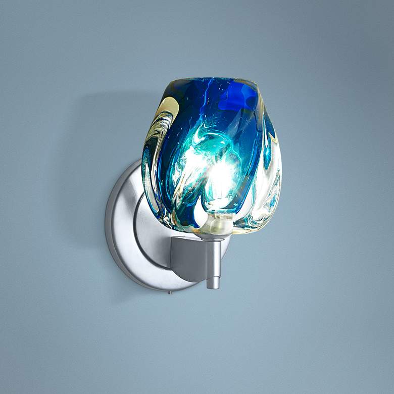 Image 1 Bruck Aurora 6 1/2"H Blue Glass LED Wall Sconce