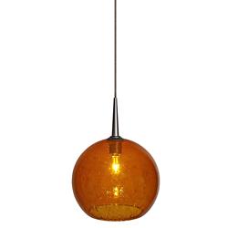 Bruck Bobo 6" Wide Matte Chrome Amber Art Glass Mini Pendant