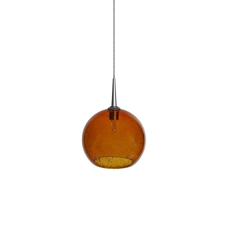 Image 3 Bruck Bobo 6" Wide Matte Chrome Amber Art Glass Mini Pendant more views