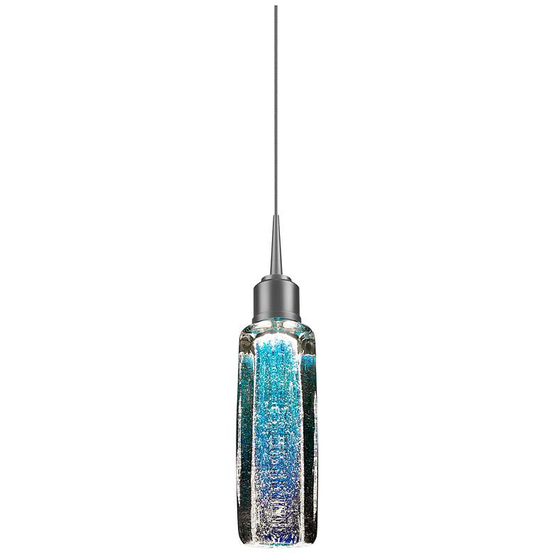 Image 1 Bruck Capella 9.7" High Chrome and Handcrafted Blue Glass LED Pendant