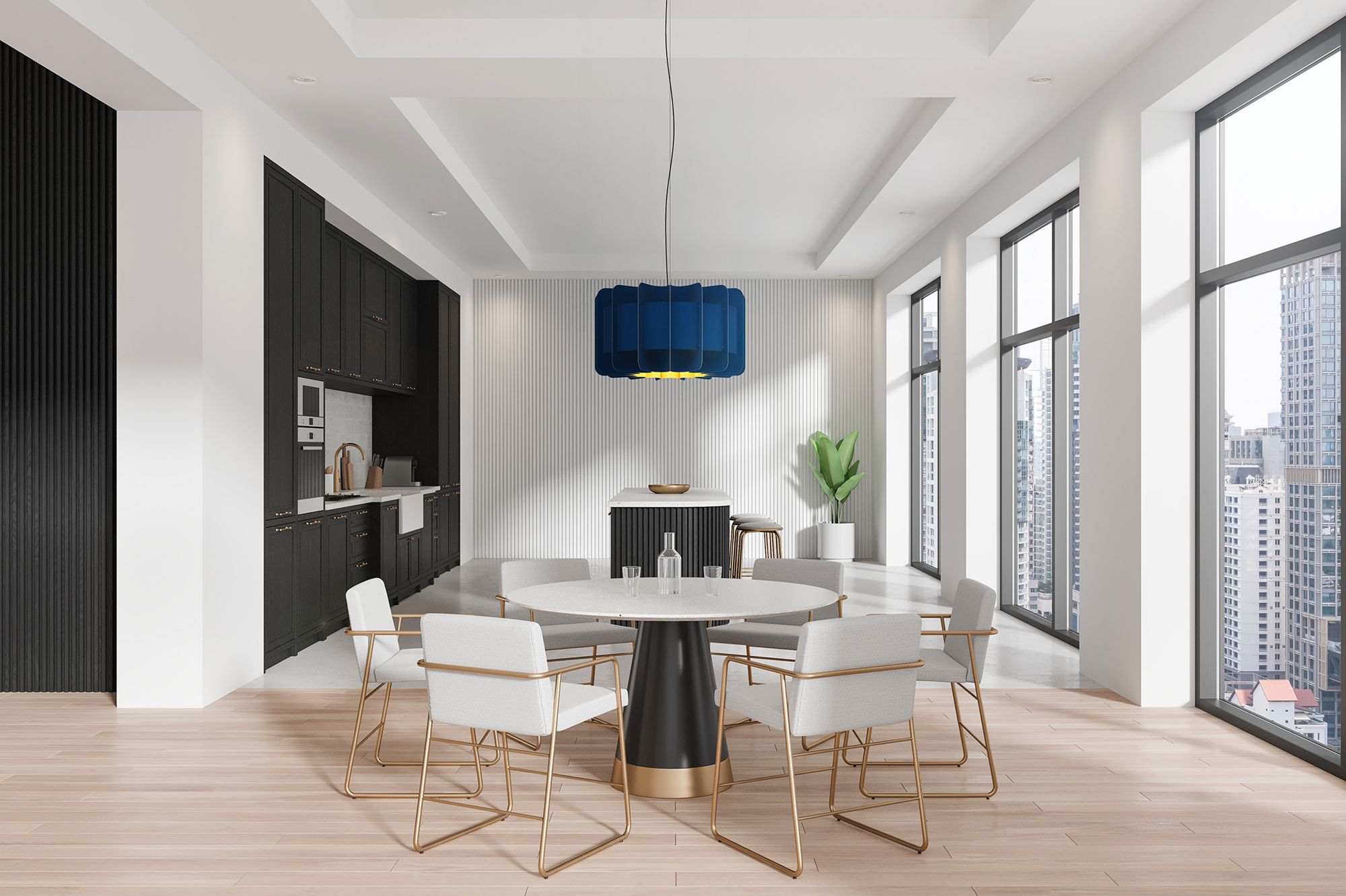 Image 2 Bruck Clarissa 29 3/4" Wide Blue and Ash Wood Pendant Light more views