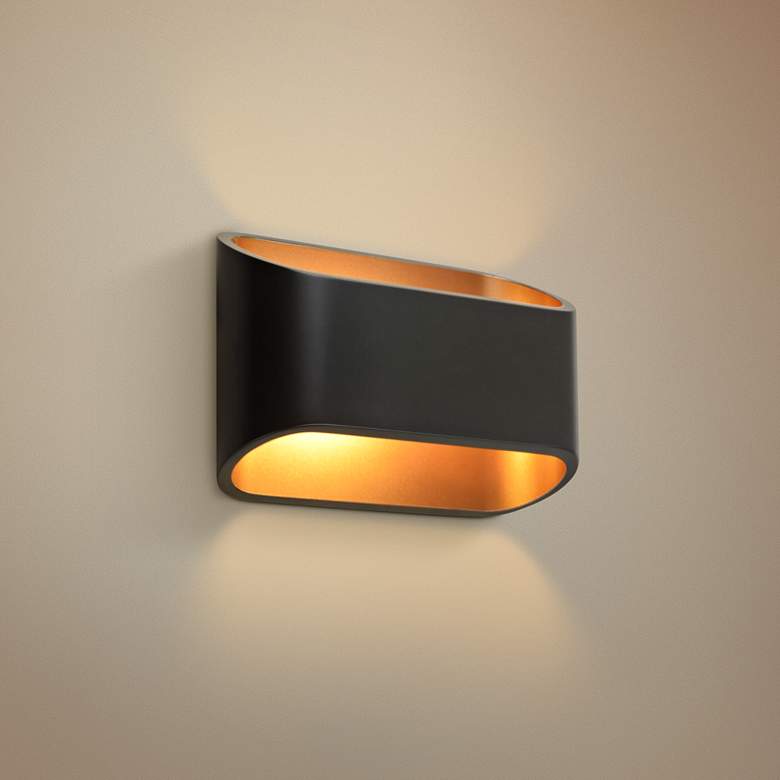Image 1 Bruck Eclipse 4 1/2 inch High Black LED Wall Sconce