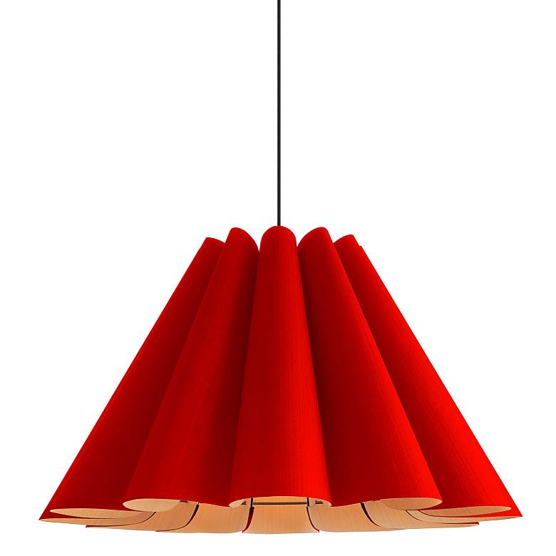 Image 1 Bruck Lora 27 1/2" Wide Red and Ash Wood Pendant Light