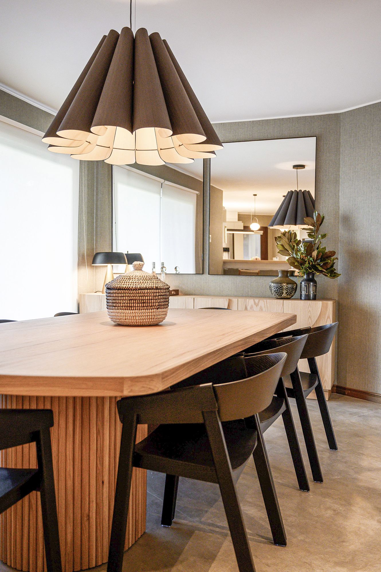 Bruck Lora 27 1/2"W Gray Oak & Ash Wood Modern Pendant Light Made to Order