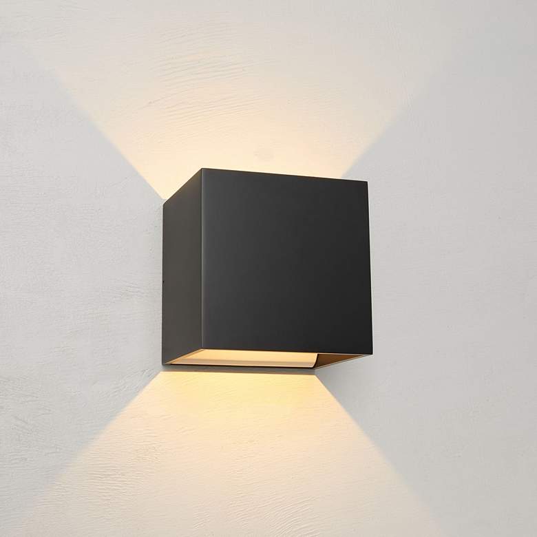 Image 1 Bruck QB 4 1/2"H Black LED Wall Sconce
