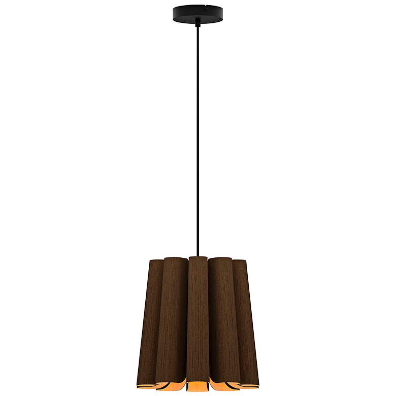 Image 1 Bruck Renata 12 1/2 inch Wide Ebony and Ash Wood Pendant Light