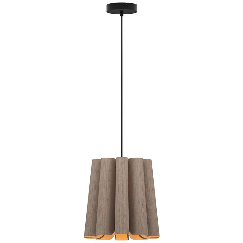 Image 1 Bruck Renata 12 1/2 inchW Gray Oak and Ash Wood Pendant Light