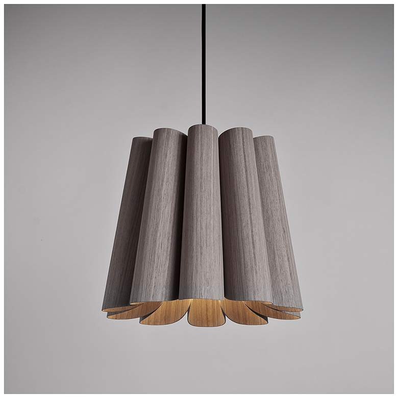 Image 1 Bruck Renata 12 1/2"W Gray Oak and Ash Wood Pendant Light