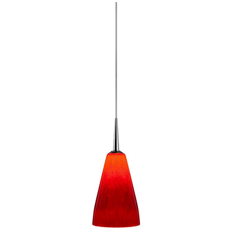 Image 1 Bruck Zara 4 1/2"W Chrome Mini Pendant with Red Glass Shade
