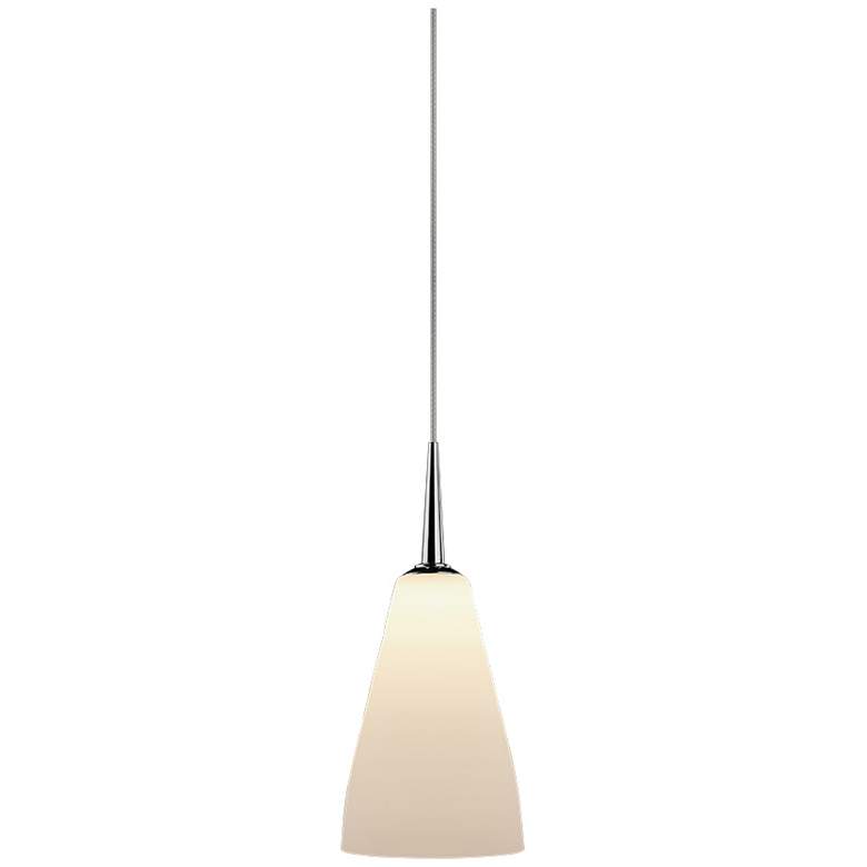 Image 1 Bruck Zara 4" Wide Matte Chrome White Cone Mini Pendant