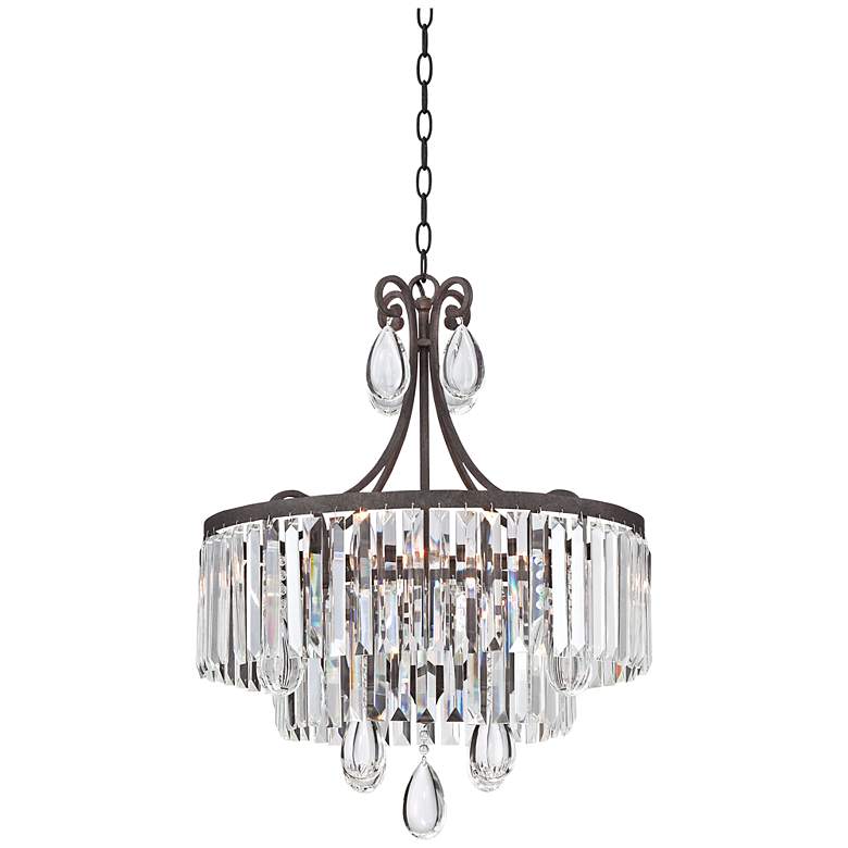 Bruini 20&quot; Wide Bronze Crystal 4-Light Chandelier by Inspire Me Home