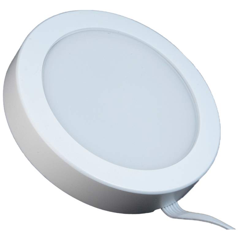 Image 1 Brun 4 1/2 inch Wide White CCT Wi-Fi LED Plug-In Puck Light