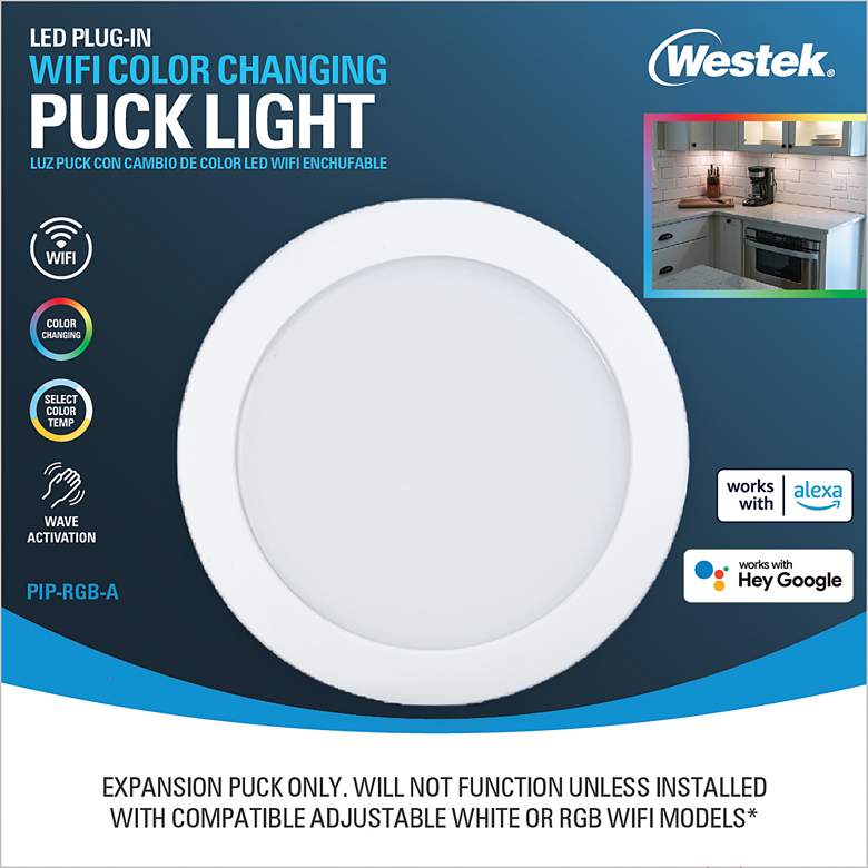 Image 2 Brun 4 1/2" Wide White CCT Wi-Fi LED Plug-In Puck Light more views