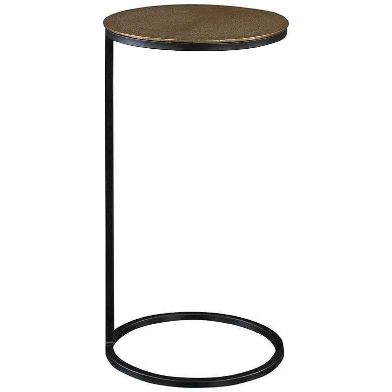 Image 2 Brunei 12 1/2"W Aged Black Antique Gold Round Accent Table