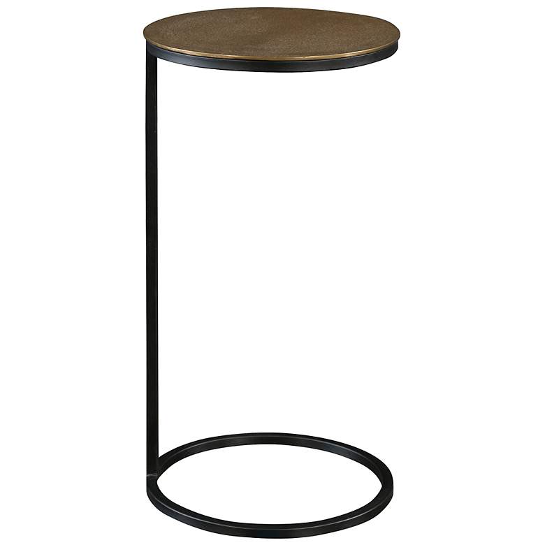 Image 2 Brunei 12 1/2 inchW Aged Black Antique Gold Round Accent Table