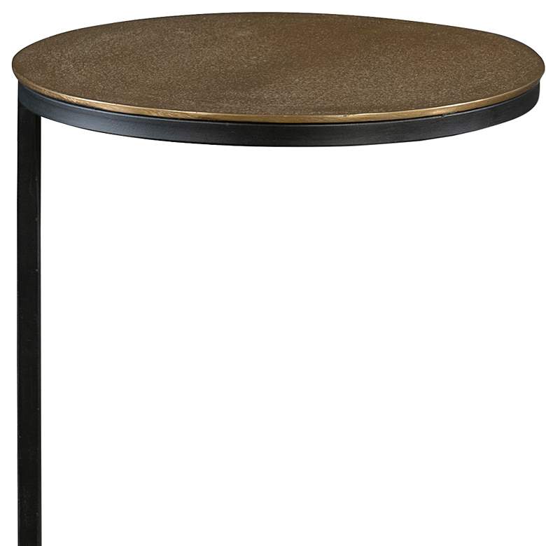 Image 3 Brunei 12 1/2"W Aged Black Antique Gold Round Accent Table more views