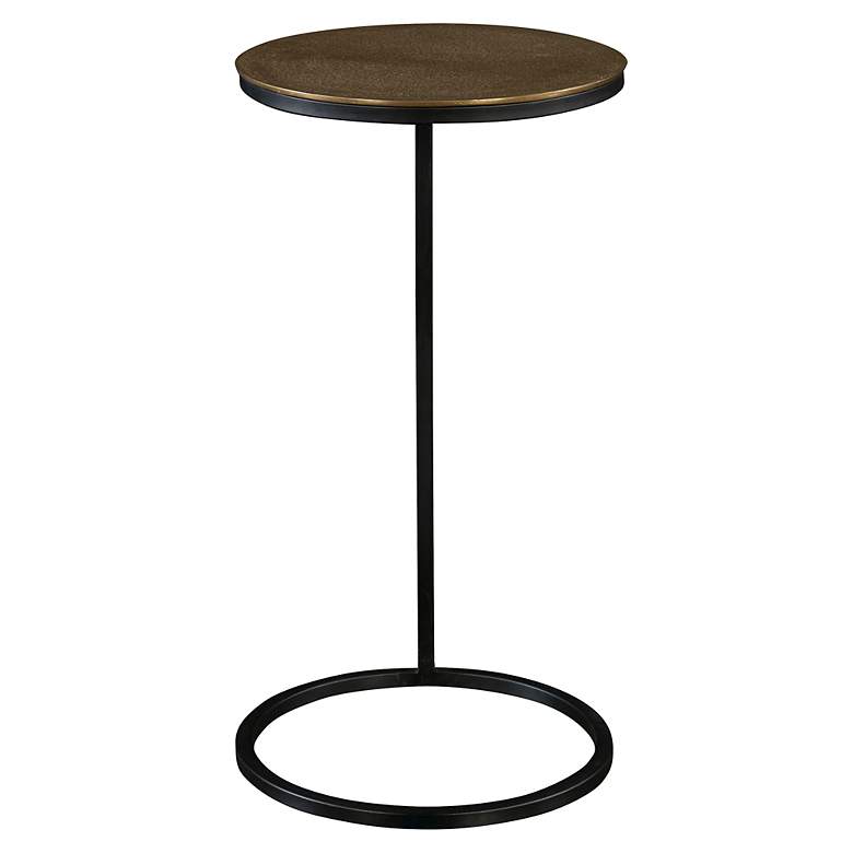 Image 5 Brunei 12 1/2"W Aged Black Antique Gold Round Accent Table more views