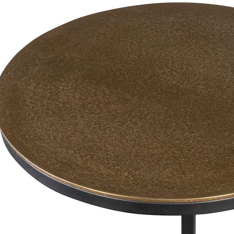 Image 6 Brunei 12 1/2"W Aged Black Antique Gold Round Accent Table more views
