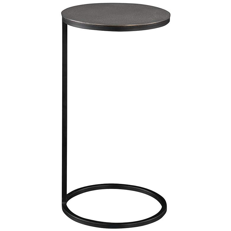 Image 2 Brunei 12 1/2"W Aged Black Antique Nickel Round Accent Table