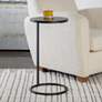 1_Brunei 12 1/2"W Aged Black Antique Nickel Round Accent Table