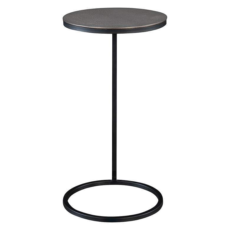 Image 4 Brunei 12 1/2"W Aged Black Antique Nickel Round Accent Table more views