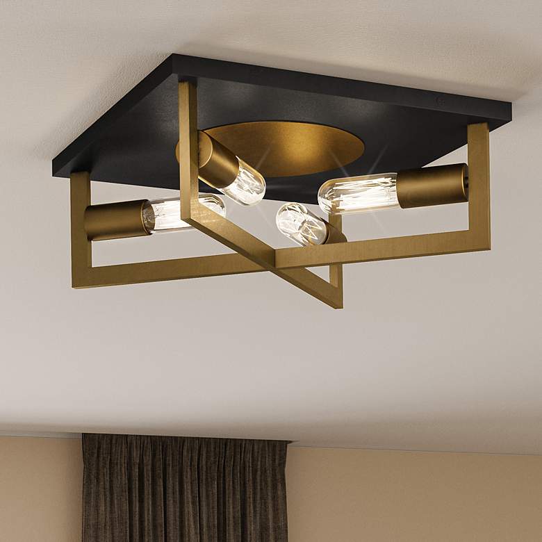 Image 2 Brunson 4-Lt Aged Brass Flush Mt