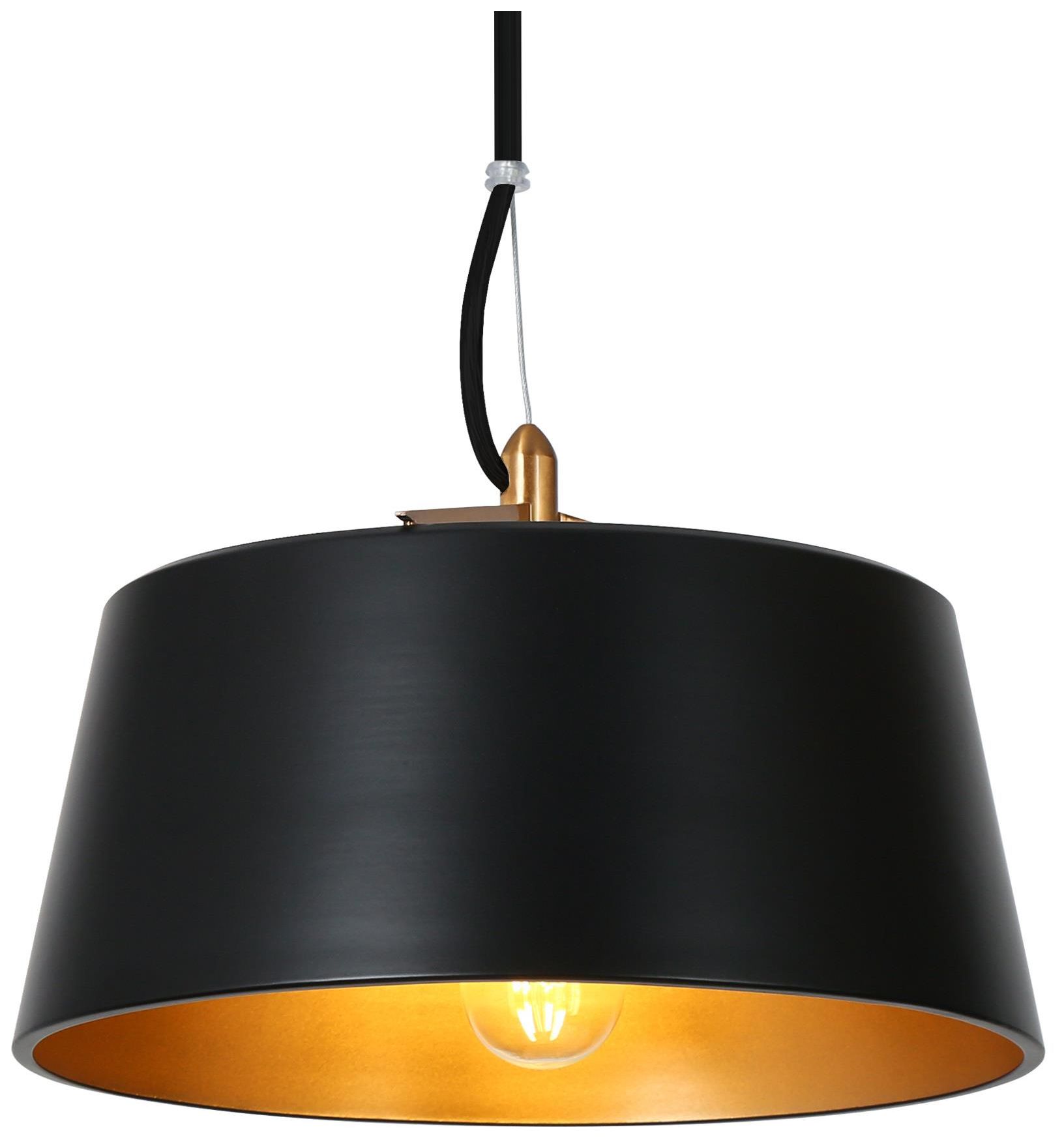 Brunxe 10.6"W 1-Light Dome Black Brass Metal Pendant