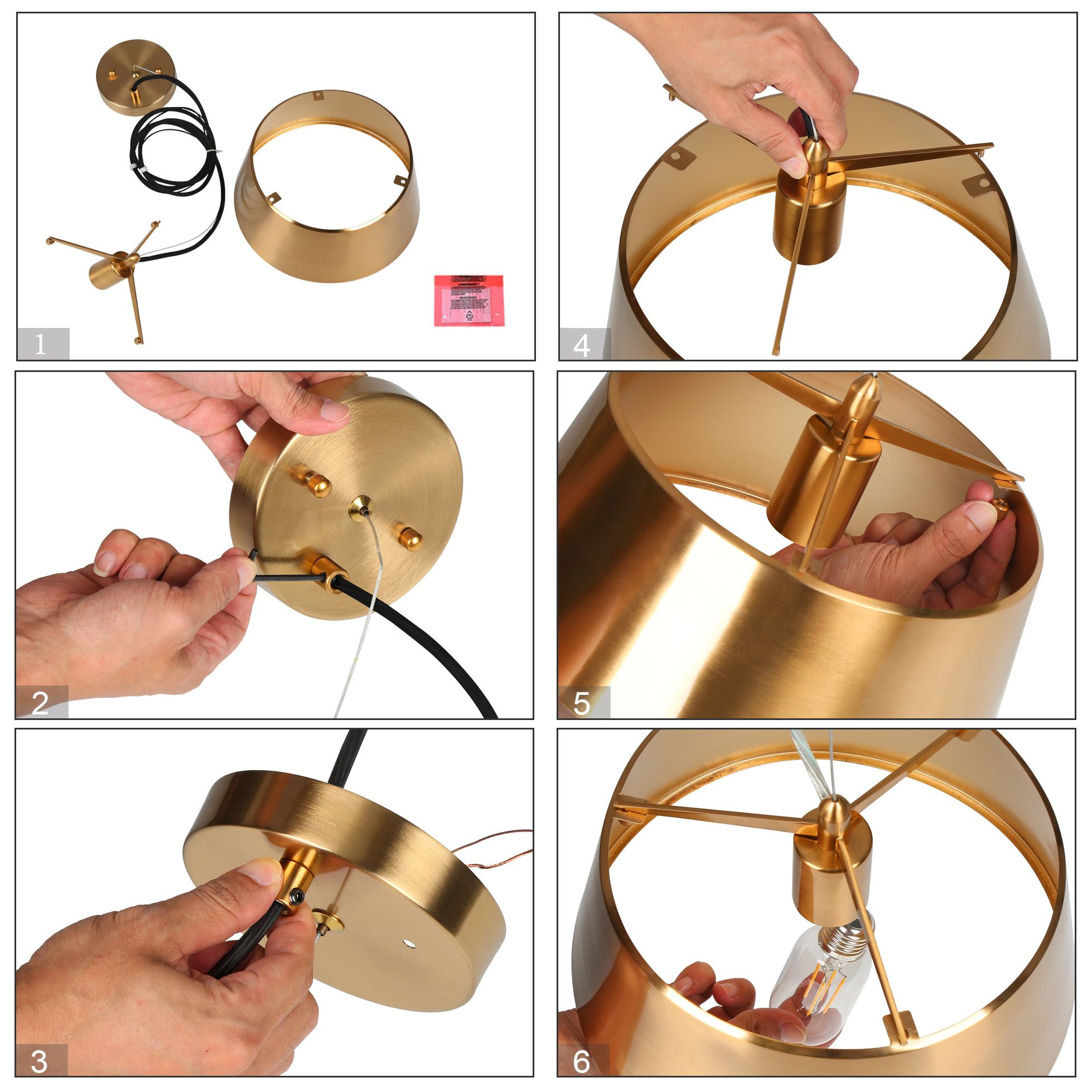 Brunxe 10.6"W 1-Light Dome Warm Brass Metal Pendant