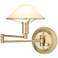 Brushed Brass Alabaster White Glass Swing Arm Wall Lamp