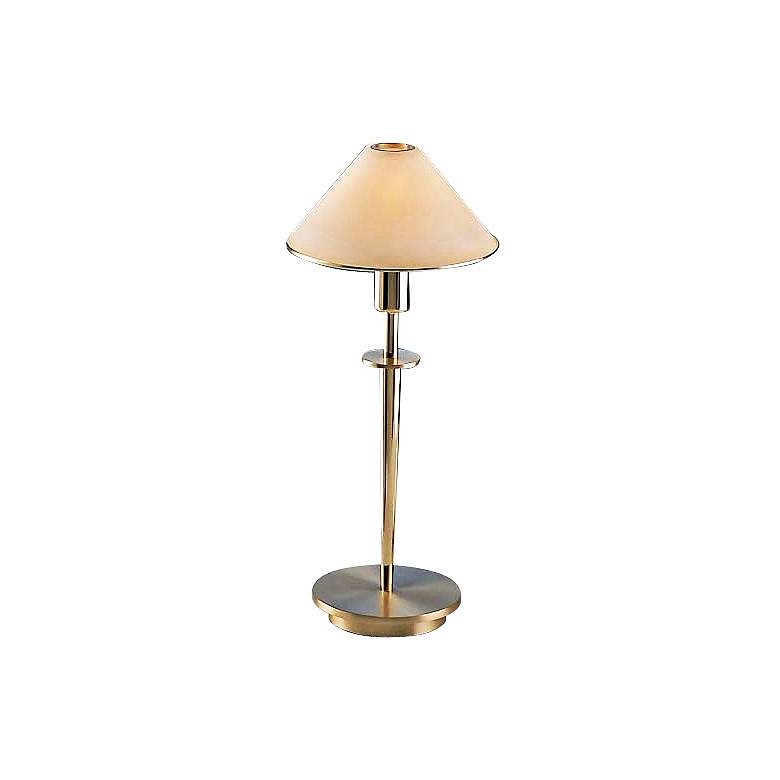 Image 1 Brushed Brass and Creme Glass Mini Holtkoetter Desk Lamp