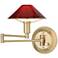 Brushed Brass Magma Red Glass Swing Arm Wall Lamp