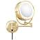Brushed Brass Pivoting 9" Wide LED Plug-In Vanity Mirror