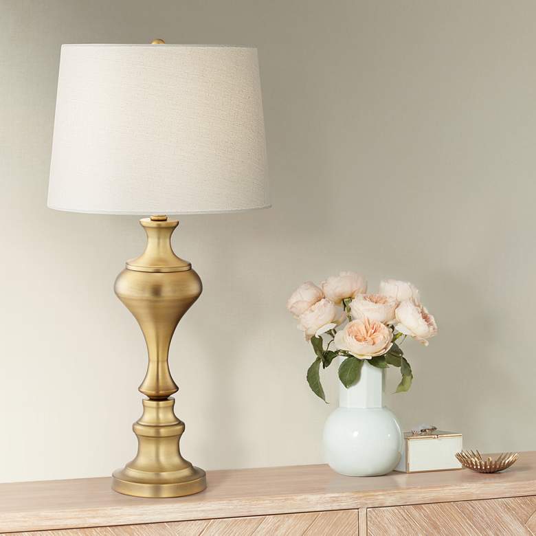 Image 1 Brushed Brass Vase Table Lamp by Regency Hill