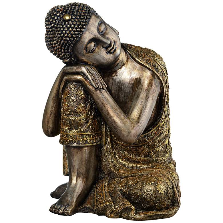 Brushed Gold 14 1/2 inch High Sleeping Buddha Statue more views