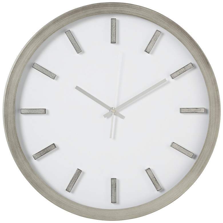 Image 1 Brushed Gray 17 1/2 inch Round Modern Wall Clock