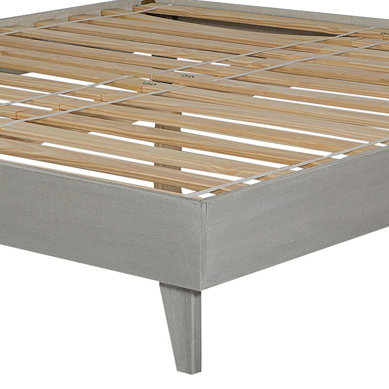 Brushed Gray Solid Pine Wood King Platform Bed more views