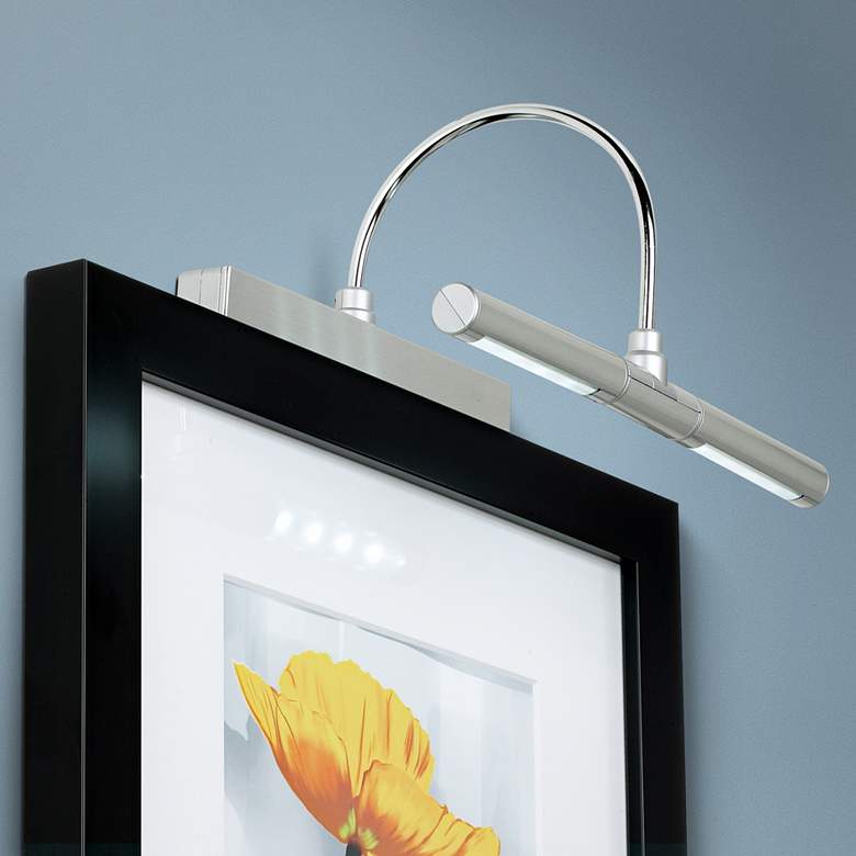 Image 1 Brushed Metal Battery Powered 13"W Dimmable Picture Light