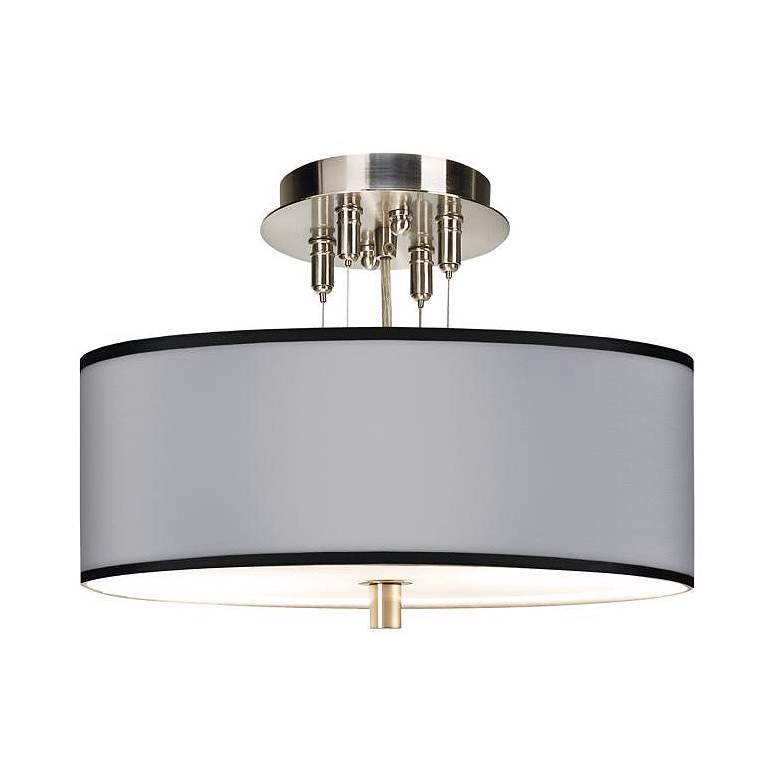 Image 1 Brushed Nickel 14 inch Wide Ceiling Light with Opaque Shade