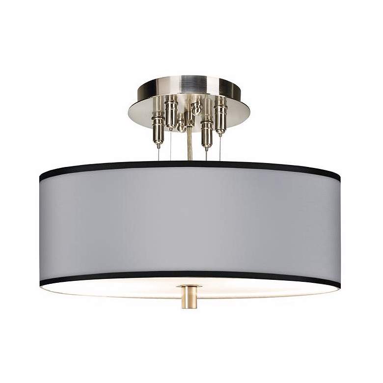 Image 1 Brushed Nickel 14" Wide Ceiling Light with Opaque Shade